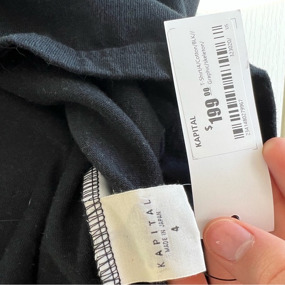 KAPITAL Crew-T Bone Tee T-shirt Skeleton Black/White - Picture 7 of 8